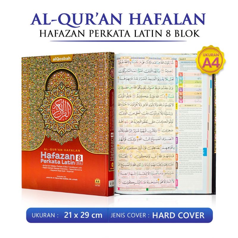 Al Quran Hafazan 8 Blok Perkata Latin Uk.A4 (Besar)