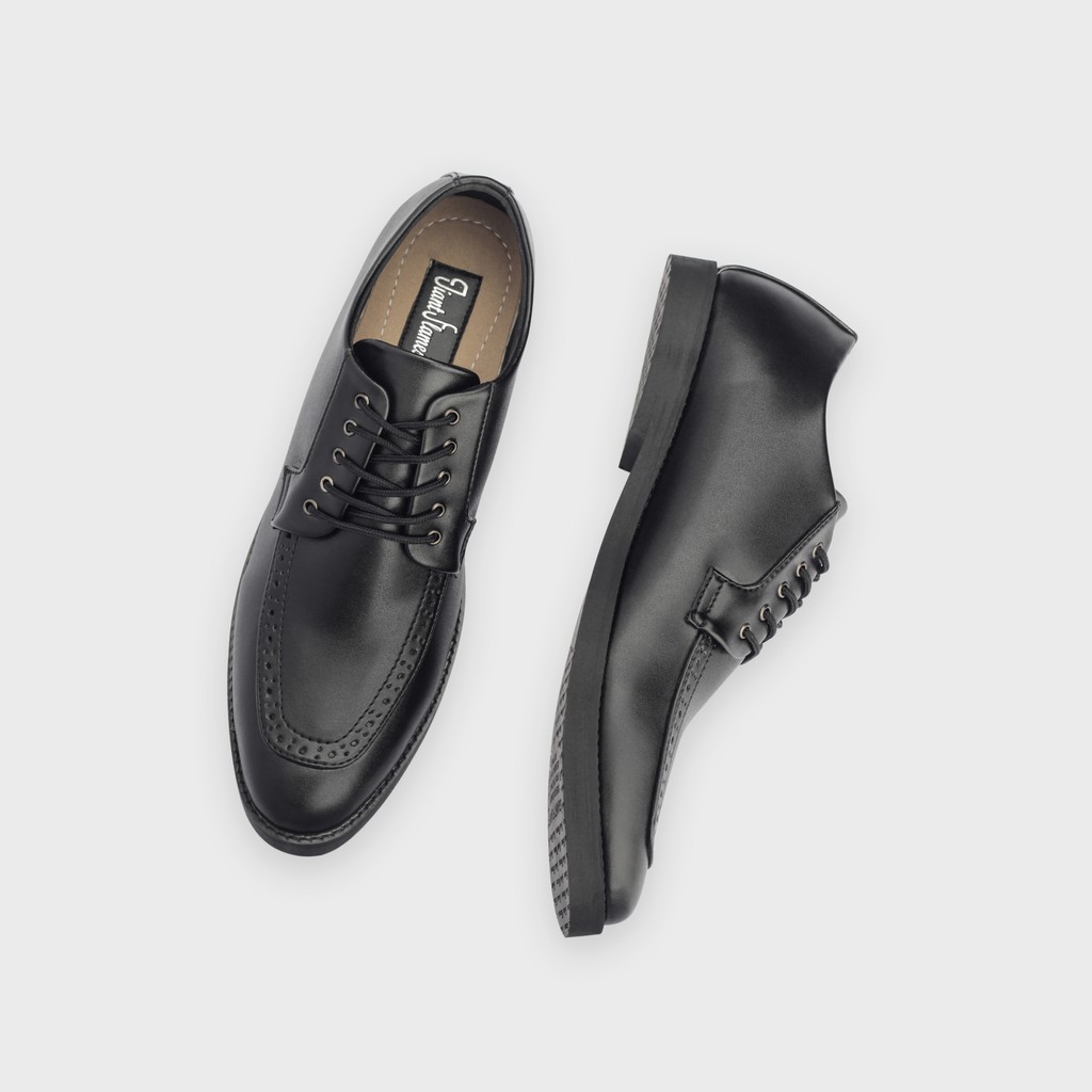 Reno Black | Sepatu Pantofel Hitam Pria Casual Kerja Cowok Kantor Pantofel Laki Ori | FORIND x Giant Flames