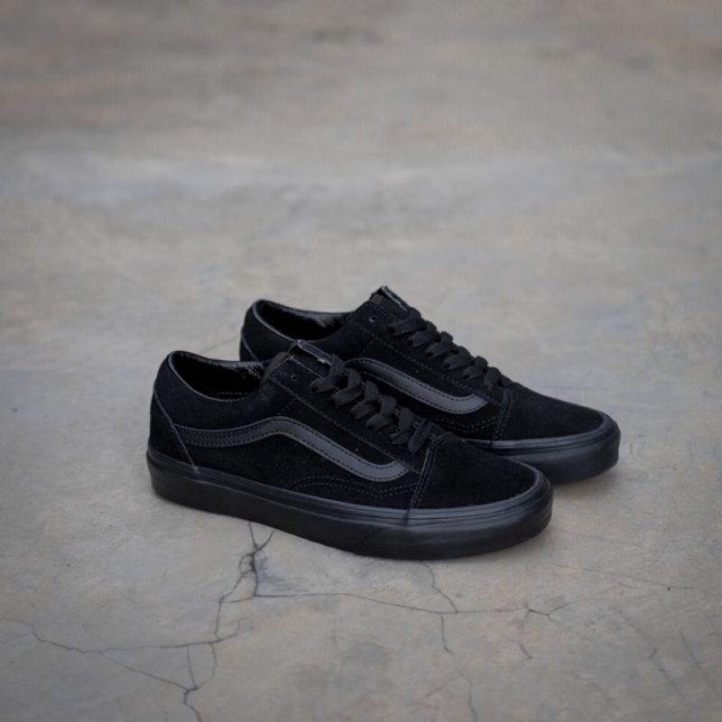 Sepatu Vans Oldskool Full Black Unisex Best Seller Waffle ICC Made In Vietnam