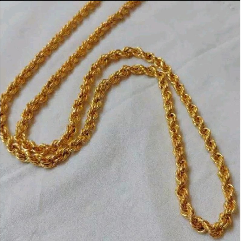 promo cod kalung tambang 30cm-45cm-60cm belapis emas 24k sangat mewah