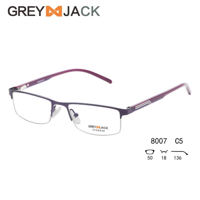 Grey Jack Kacamata Pria Model Half Frame Elegant Style Metal 8007 - C5Purple New