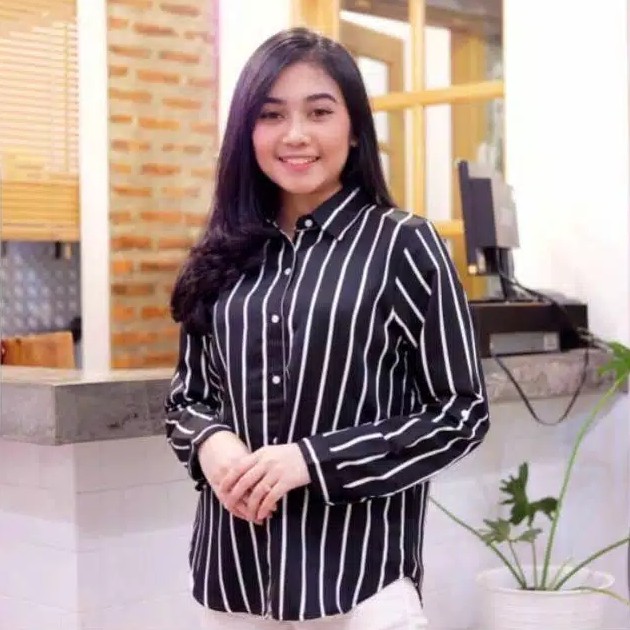 BLOUSE SALUR Panjang - Kemeja Lengan Panjang Wanita - Linea Blouse Motif Monalisa