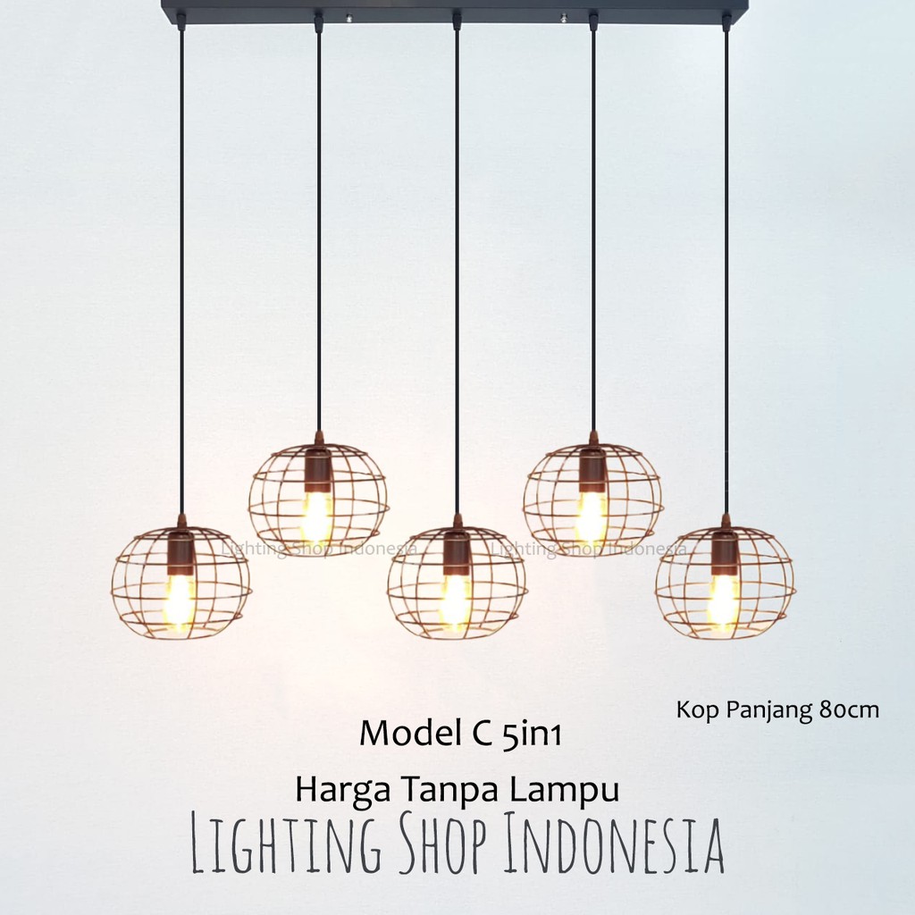 Lampu gantung panjang 80cm 5lampu 5in1 minimalis meja Lampu gantung panjang 80cm 5lampu 5in1 minimalis meja