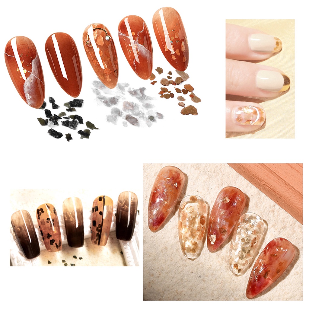 DIY kuku dekorasi 6 Grid / Box Serpihan Kerang Abalone 3d Aksen Glitter Sequins Untuk Dekorasi Nail Art