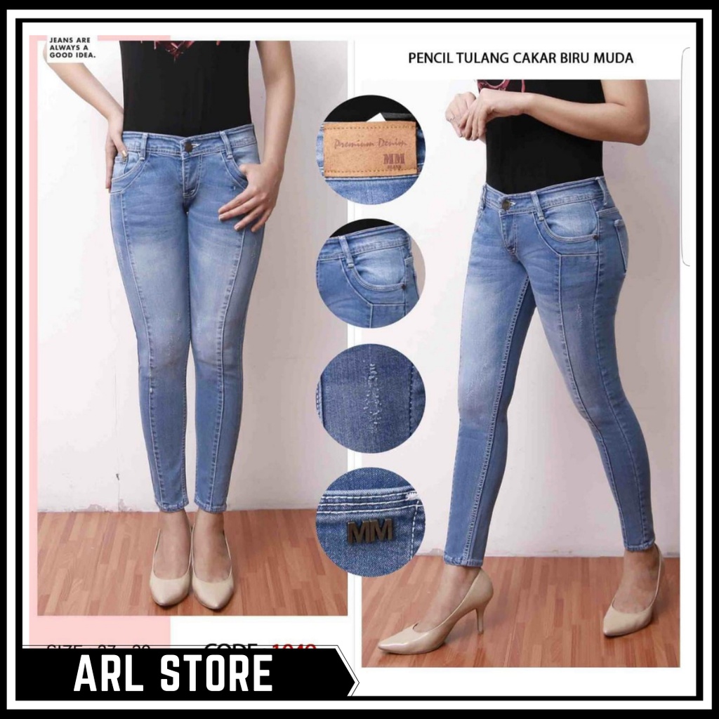 Celana Panjang Jeans Wanita Levis Pensil Bahan Strech Kekinian Import Model Pencil Tulang Cakar Terl