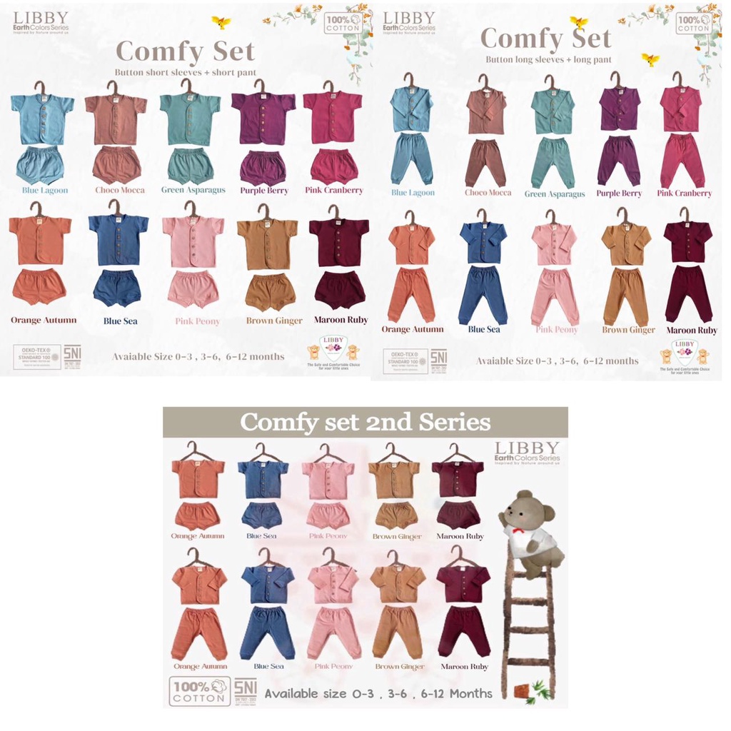 Castle - LIBBY EARTH COMFY SET 2nd SERIES KANCING DEPAN SETELAN SET PENDEK / SETELAN SET PANJANG - SHORT &amp; LONG