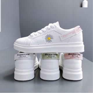Sepatu Wanita Murah Sneakers Motif Bunga Kets Tali Korea