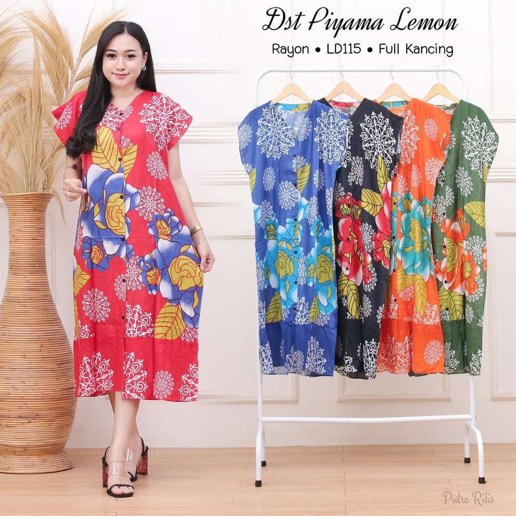 DASTER PIYAMA FULL KANCING LEMON LD 115 / DASTER REMPEL / DASTER BUMIL / DASTER BUSUI / DASTER JUMBO