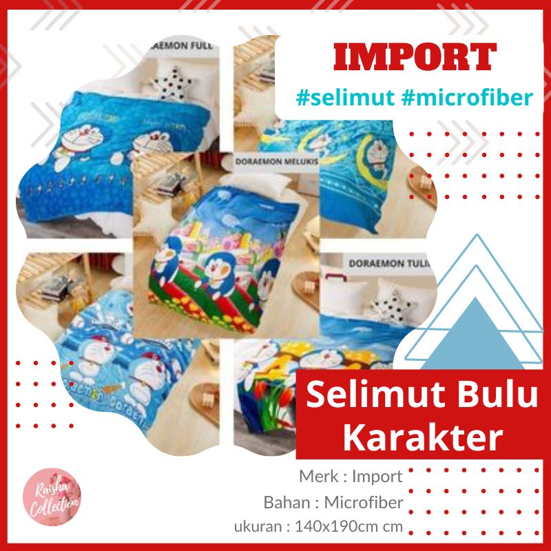 RC Selimut Bulu Karakter halus murah  Jumbo 135x175 Tanpa Tas