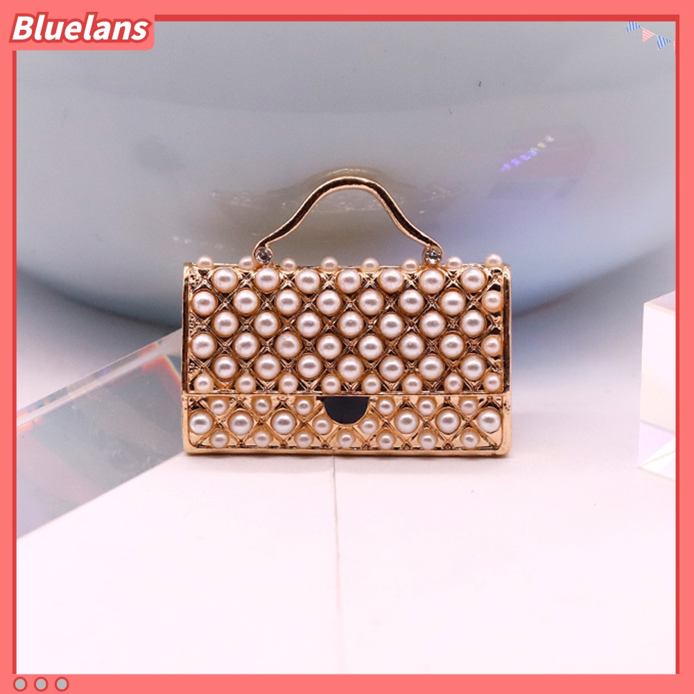 Bluelans Women Handbag Shape Faux Pearl Inlaid Brooch Pin Denim Jacket Collar Badge Gift