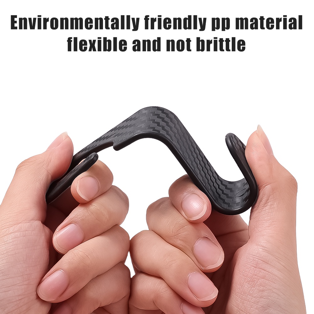 1Pc Auto Interior Accessories Auto Seat Headrest Hook Car Storage Holder for Bag Handbag Universal Portable Carbon Fiber Pattern