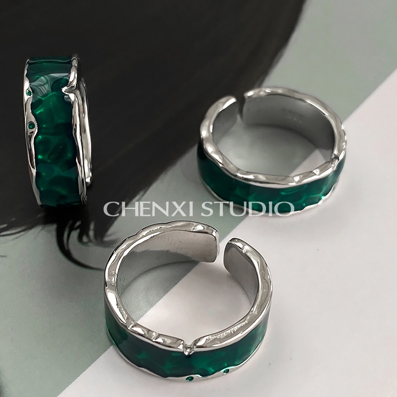 Cincin Model Terbuka Desain Chenxi Warna Hijau