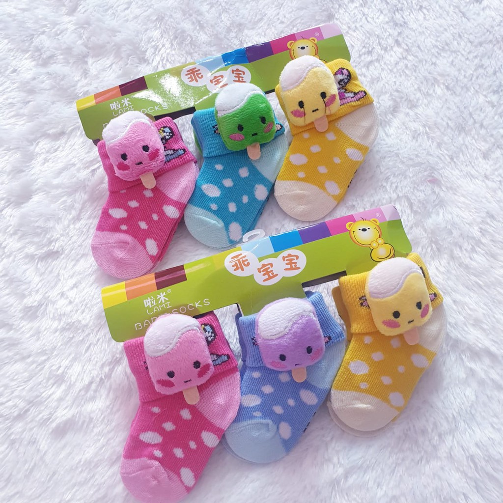 COD Bayar Ditempat Kaos Kaki Boneka Isi 3 Pcs Baby Alicia