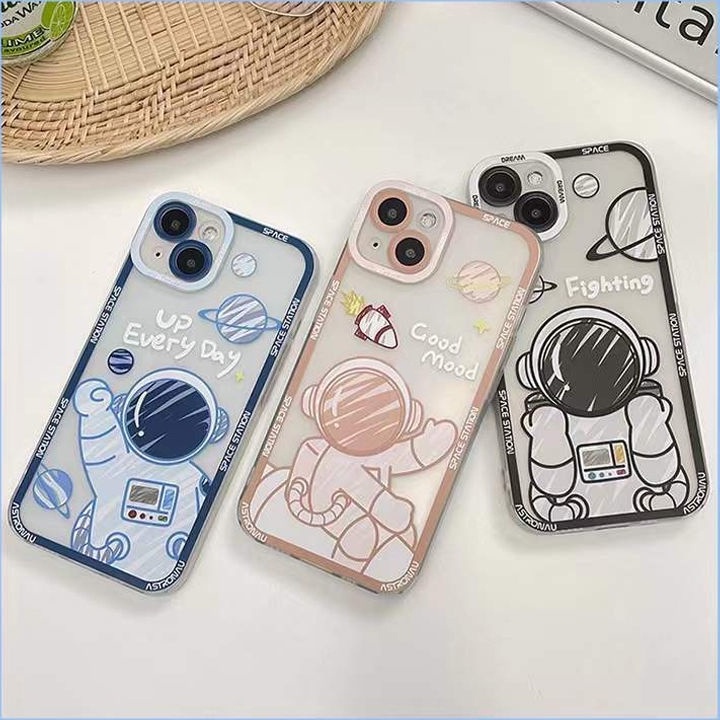 Soft Case Transparan Desain Spaceman Untuk IPhone 13 13pro 12promax SE2 2020 11 Pro MAX 6S 7 8 Plus XS XR