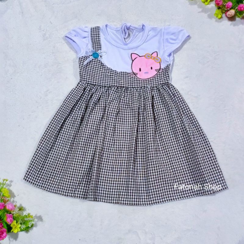 Dress anak 1 2 tahun cewek baju anak perempuan hellokitty marun (dress hello cilukba )