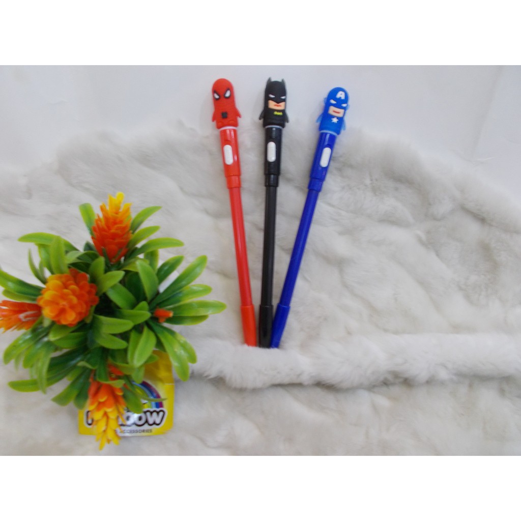 Pulpen / pena lampu gel superhero (isi 3 pcs/07010033)