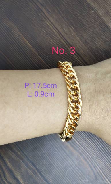 Fifi Fashion Gelang Gold Sisik Naga Lebar Titanium Xuping ASLI Antikarat Antialergi(LT)