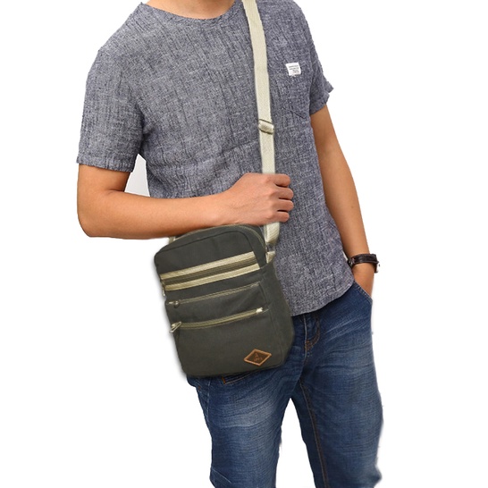 Tas Slempang Kanvas Pria Wanita Slingbag Vintage