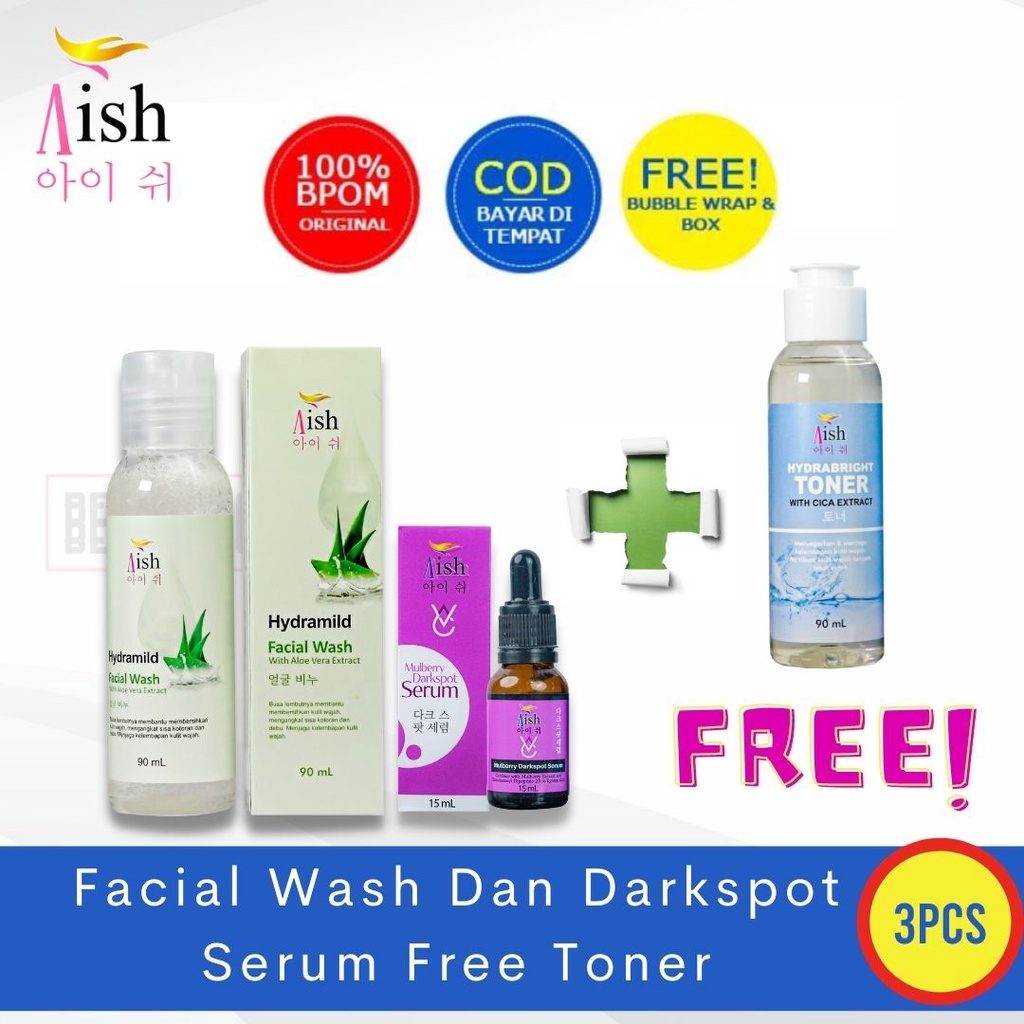 PAKET AISH GLOW BRIGHTENING AISH SKINCARE  FACIAL WASH TONER SERUM BEBAS PILIH VARIAN COCOK UNTUK PE