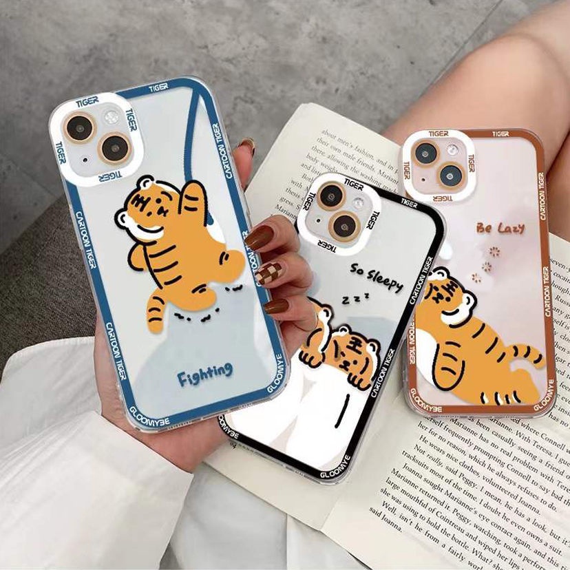 Soft Case Silikon TPU Transparan Motif Harimau Untuk IPhone 13 12 Mini 11 10 Pro XS Max X XR 8 7 6 6S Plus SE 2020