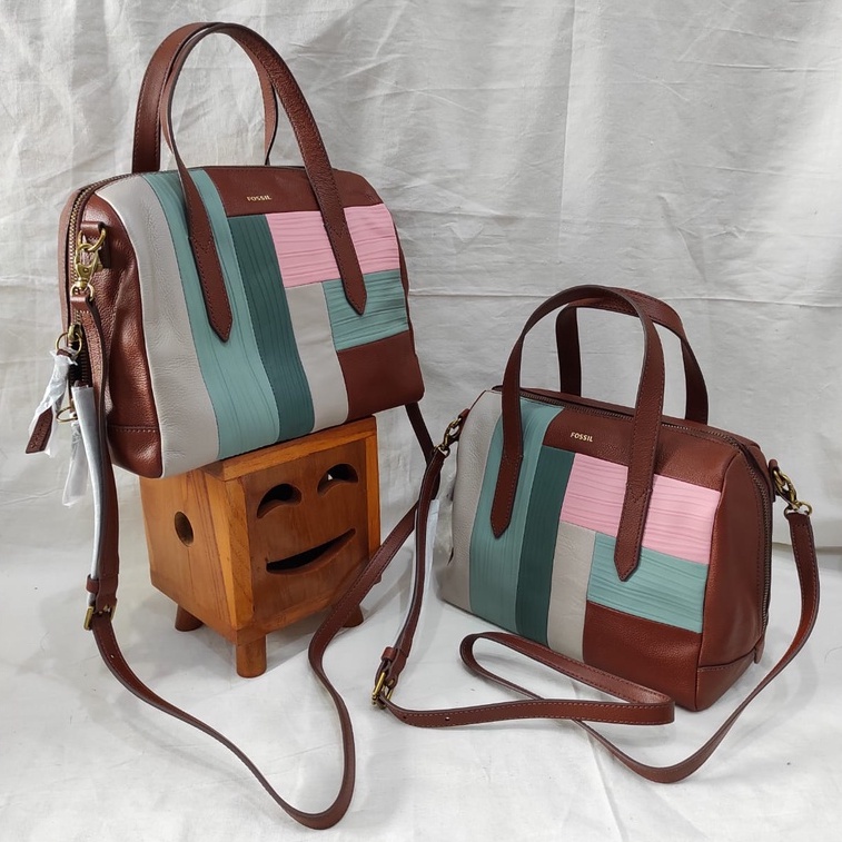 Tas Wanita Branded Fossill Sydney Satchel Bright Patchwork - 100% Original - Hopestead Store