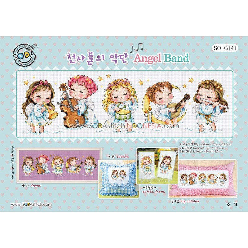 Paket DIY Craft Sulam Kristik Cross Stitch Sodastitch SO-G141 - Angel Band Musik Music