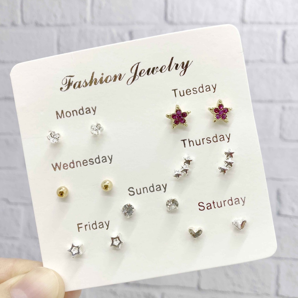 Anting Set 6 Pasang Anting Tusuk 6 in 1 Fashion Ala Korea Aksesoris Murah Dalika-J