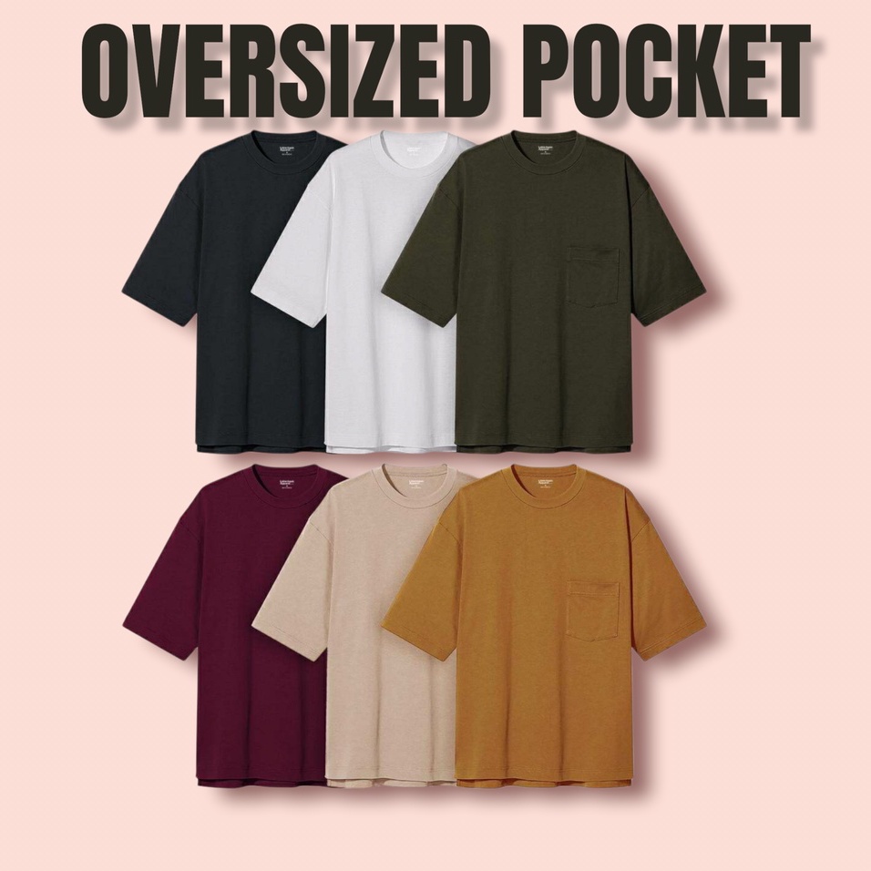 KAOS POLOS OVERSIZE POCKET COTTON COMBED 24S T-SHIRT OVERSIZED BIG SIZE PRIA &amp; WANITA