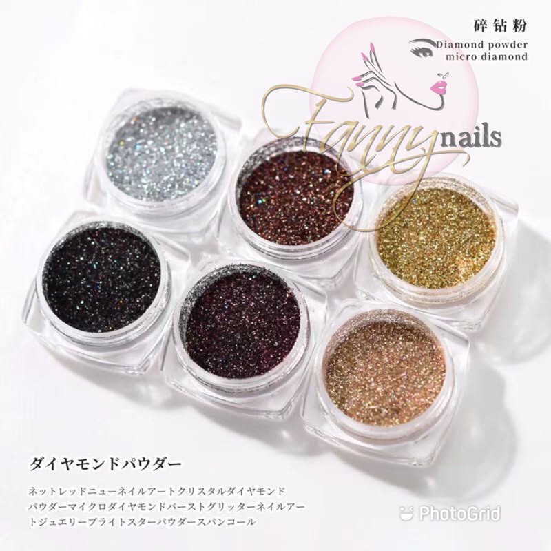 GLITTER 6 WARNA BROWN CHOCO SILVER CRYSTAL AB MENGKILAP GLITER NAILART GOOD QUALITY SHINE SUPER