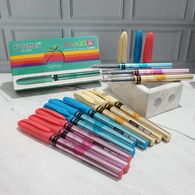 (12pc) Pen Gel Apel /Pen Ipen/Pen murah/pen gel murah/gel pen/bolpen/ballpoint apel-Apel Hijau