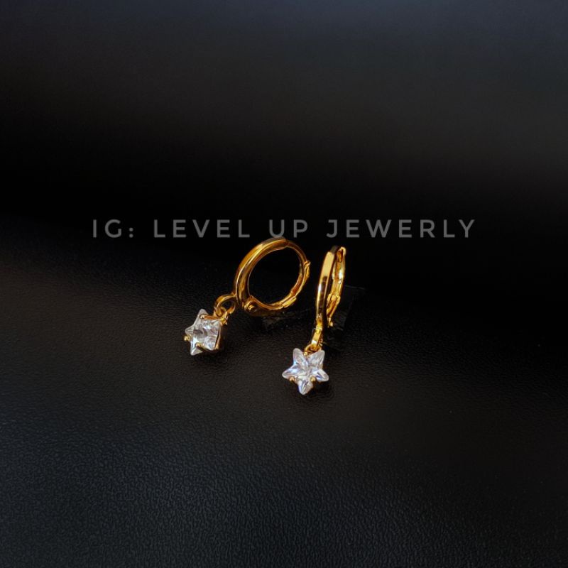 Anting Motif Bintang | Anting Tembaga Hongkong | Anting Lapis Emas | Giwang | Pelik | Kerabu | Bandu