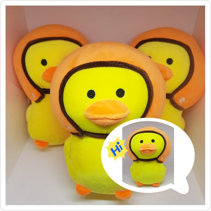 Boneka Bebek Kuning Lucu Bebek Pakai Helm Yellow Duck