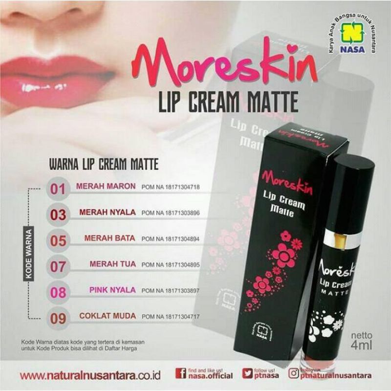 MORESKIN LIP CREAM NASA LIPSTIK NASA ORIGINAL