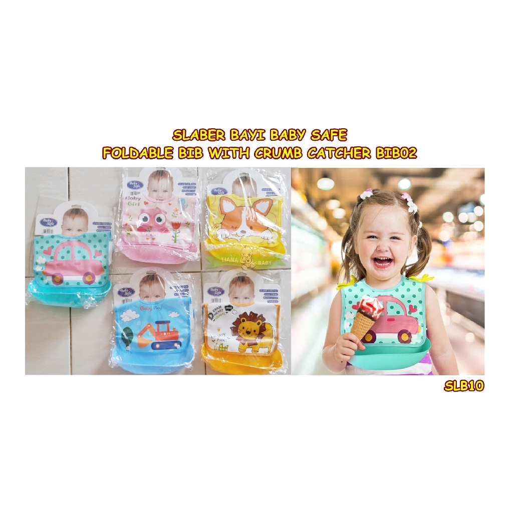 SLB10 SLABER BABY SAFE BIB02 FOLDABLE BIB WITH CRUMB CATCHER CELEMEK BAYI