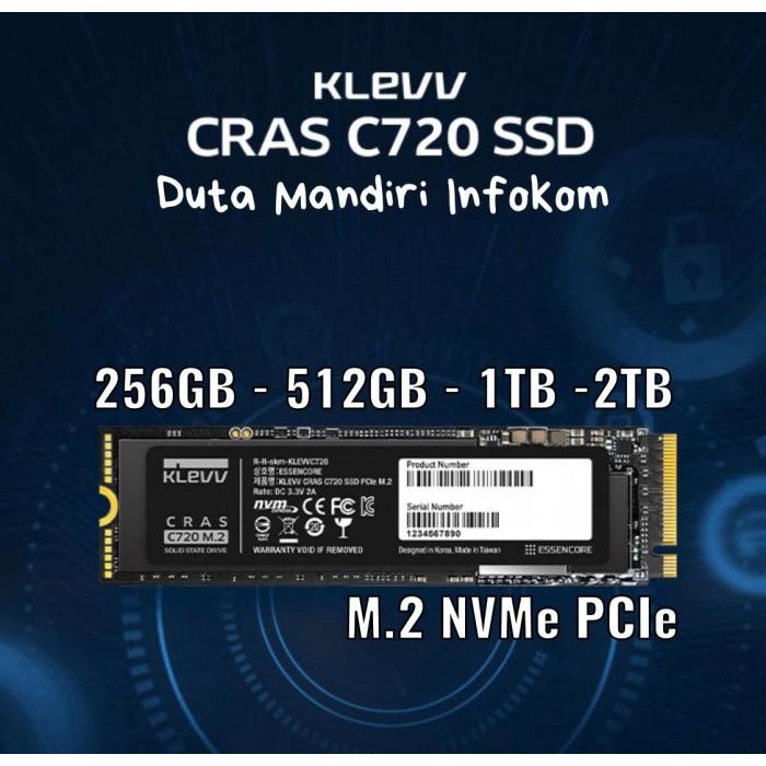 Ssd | Klevv Ssd Cras C720 M.2 2280 Nvme Pcle Gen3 X4 - 256Gb 512Gb 1Tb 2Tb I