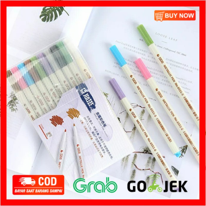 

(BISA COD) ic] SET 10 pcs brush pen STA metallic Xiulibi futurecolor deco diy - STA Metallic