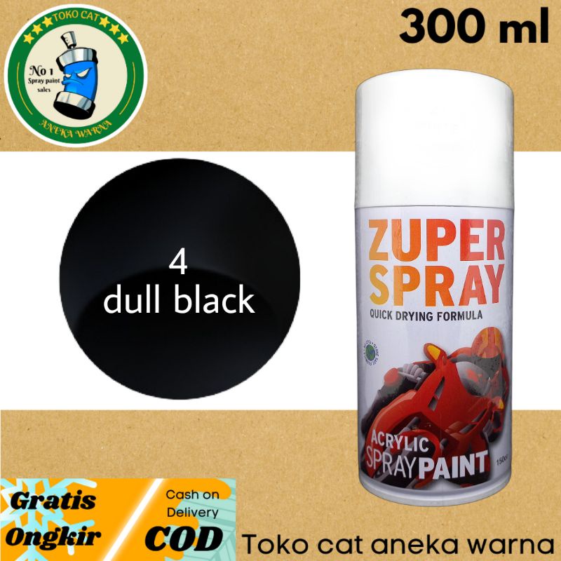 cat semprot 300cc dull black hitam doff flat zuper spray produk dari rj london spray paint pilok pilox pylox