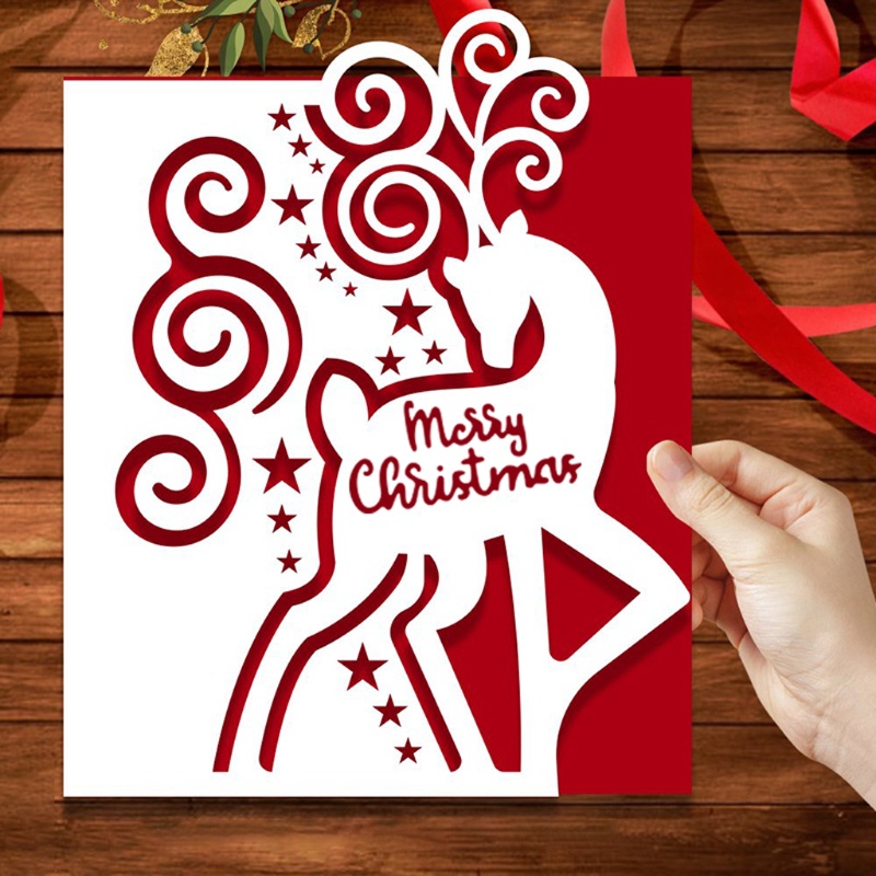 Cetakan Stensil Cutting Dies Motif Rusa Natal Bahan Metal Untuk Scrapbook / Craft DIY