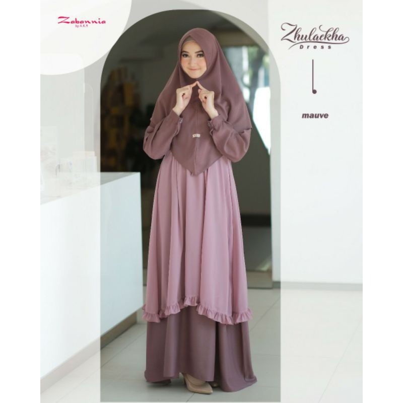 Gamis Zulaekha Set Dapat Khimar &amp; Pashmina