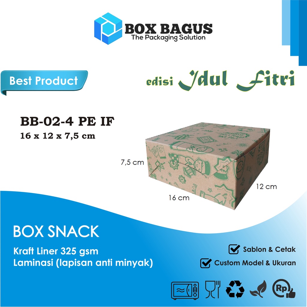 (IDUL FITRI) BOX DUS 16x12x7,5 KRAFT 325 GSM LAMINASI - KOTAK HAMPERS MAKANAN NASI ROTI KUE SNACK