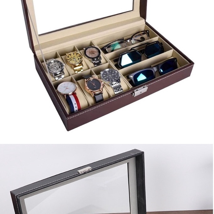 Kotak Tempat Jam Tangan isi 6 Mix Kacamata / PROMO Watch Box Glasses / Box Jam Tangan / Kotak Tempat Kacamata