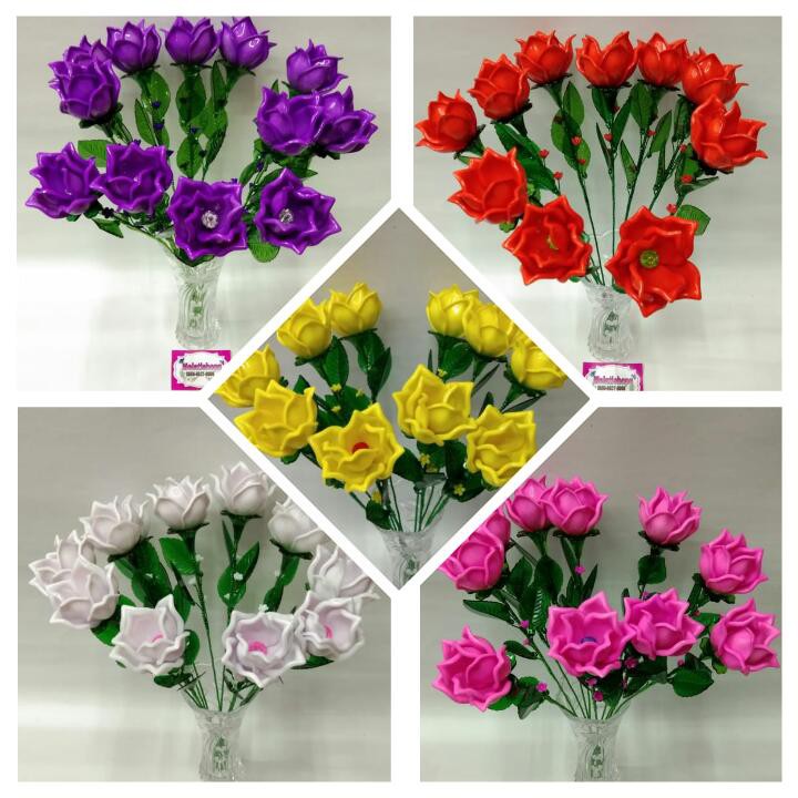 BUNGA MAWAR AKRILIK PERTANGKAI MOTE MELAMIN