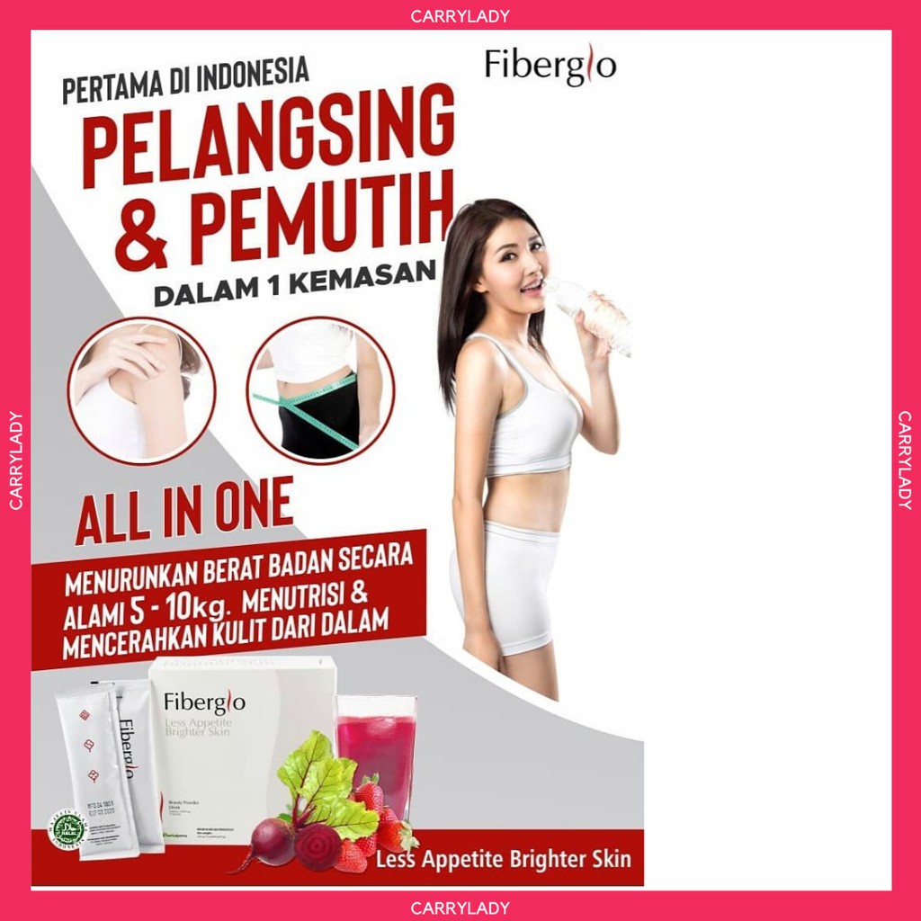 FIBERGLO OBAT DIET PEMUTIH MINUMAN HERBAL PELANGSING PENCERAH ORIGINAL