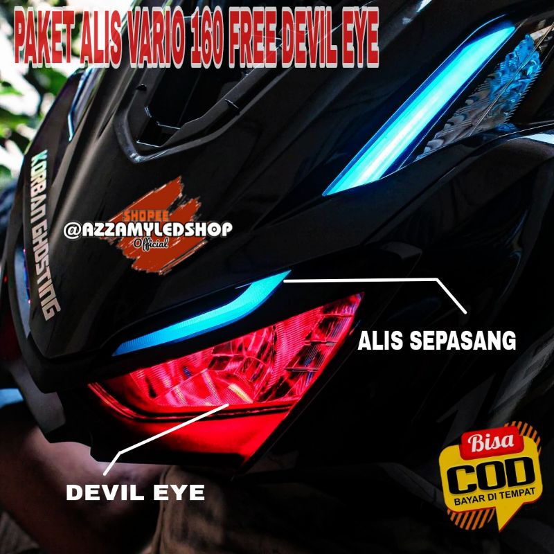 Paket lengkap lampu motor DRL alis lampu alis Vario 160  bonus 4 biji demon eye devil eye kualitas grade A super terang