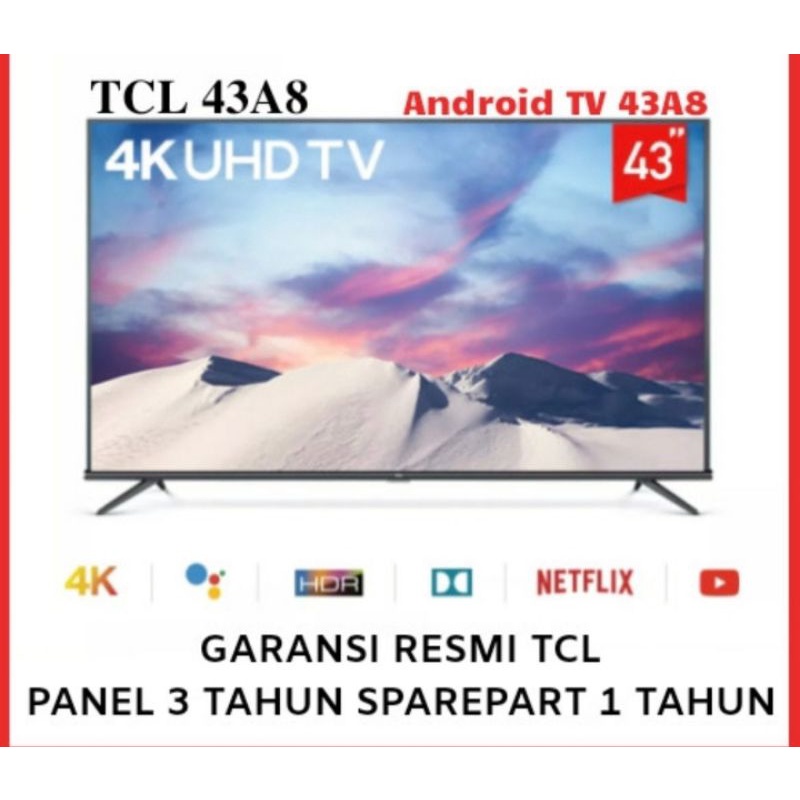 TCL TV LED 43 INCH 43A8 SMART ANDROID