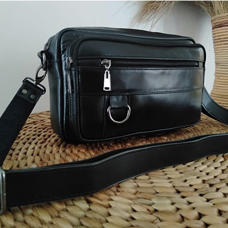 TAS PINGGANG KULIT ASLI PRIA SELEMPANG BAHAN KULIT SAPI KHAS GARUT