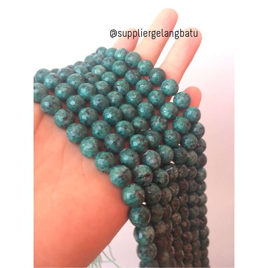 batu green badar lumut FACETED BEAD 10mm chrysocola bacan doko akik Grosir kerajinan tangan craft