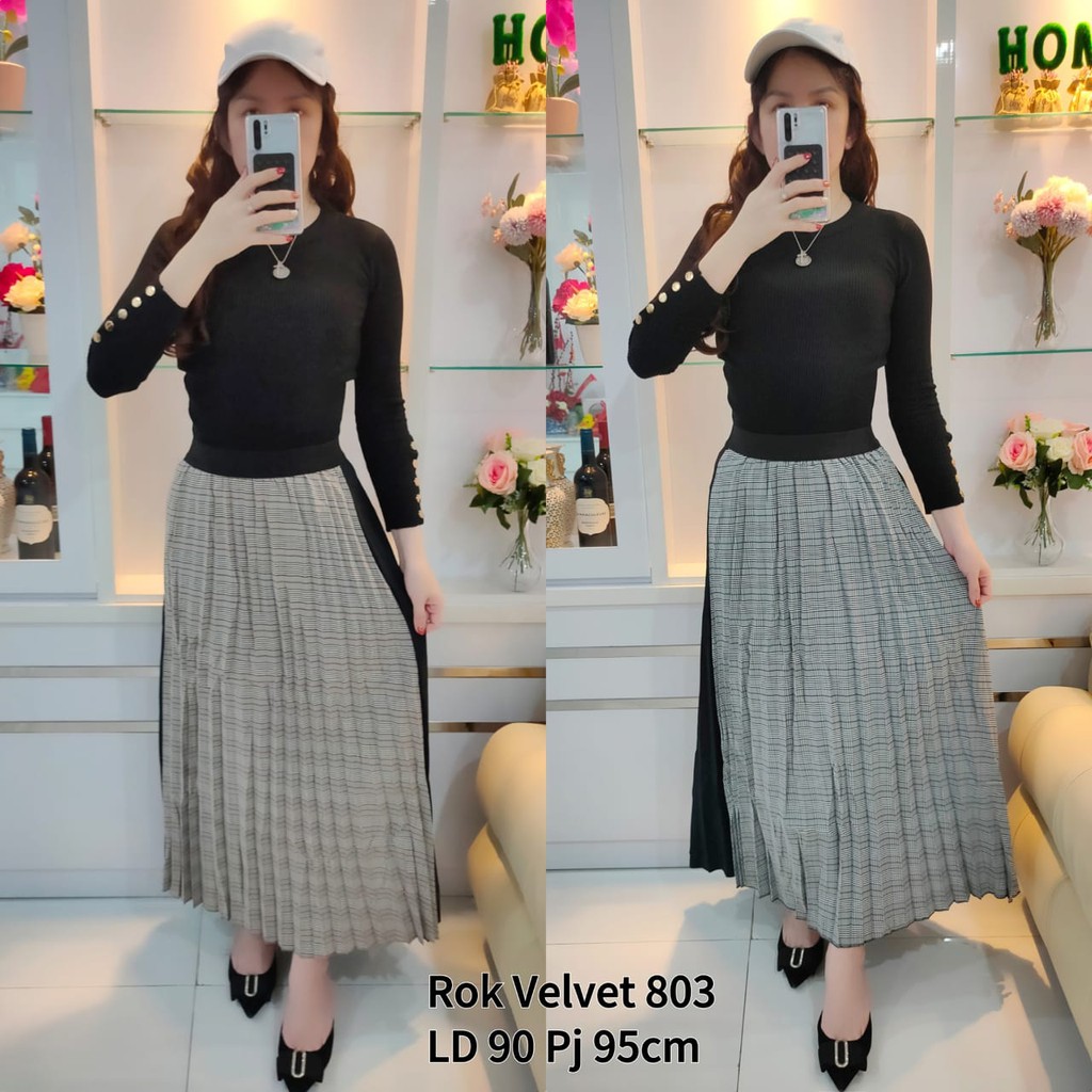 Rok Bludru Velvet Combi Cotton Import 803