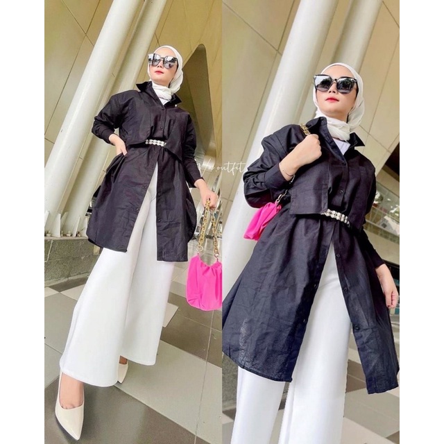 PREMIUM BELA TUNIK / ATASAN WANITA FULL KANCING BUSUI