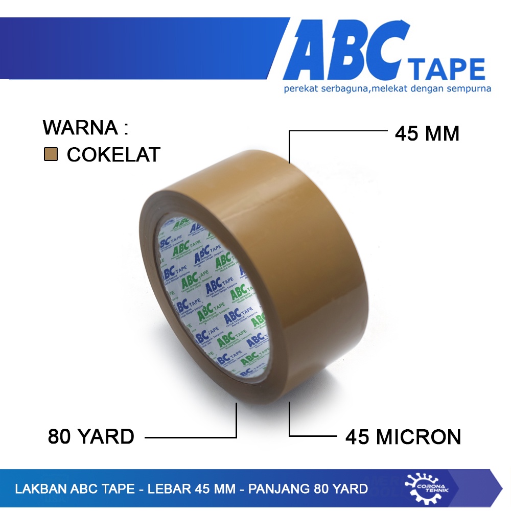 ABC -  LakbanTape Lebar 45 mm - Tebal 45 Micron - Panjang 80 Yard